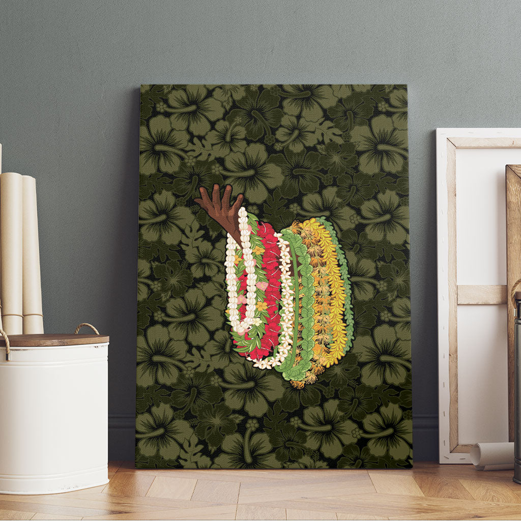 Hawaii Lei Kamehameha Canvas Wall Art Melemele Seamless Pattern Hibiscus Flower