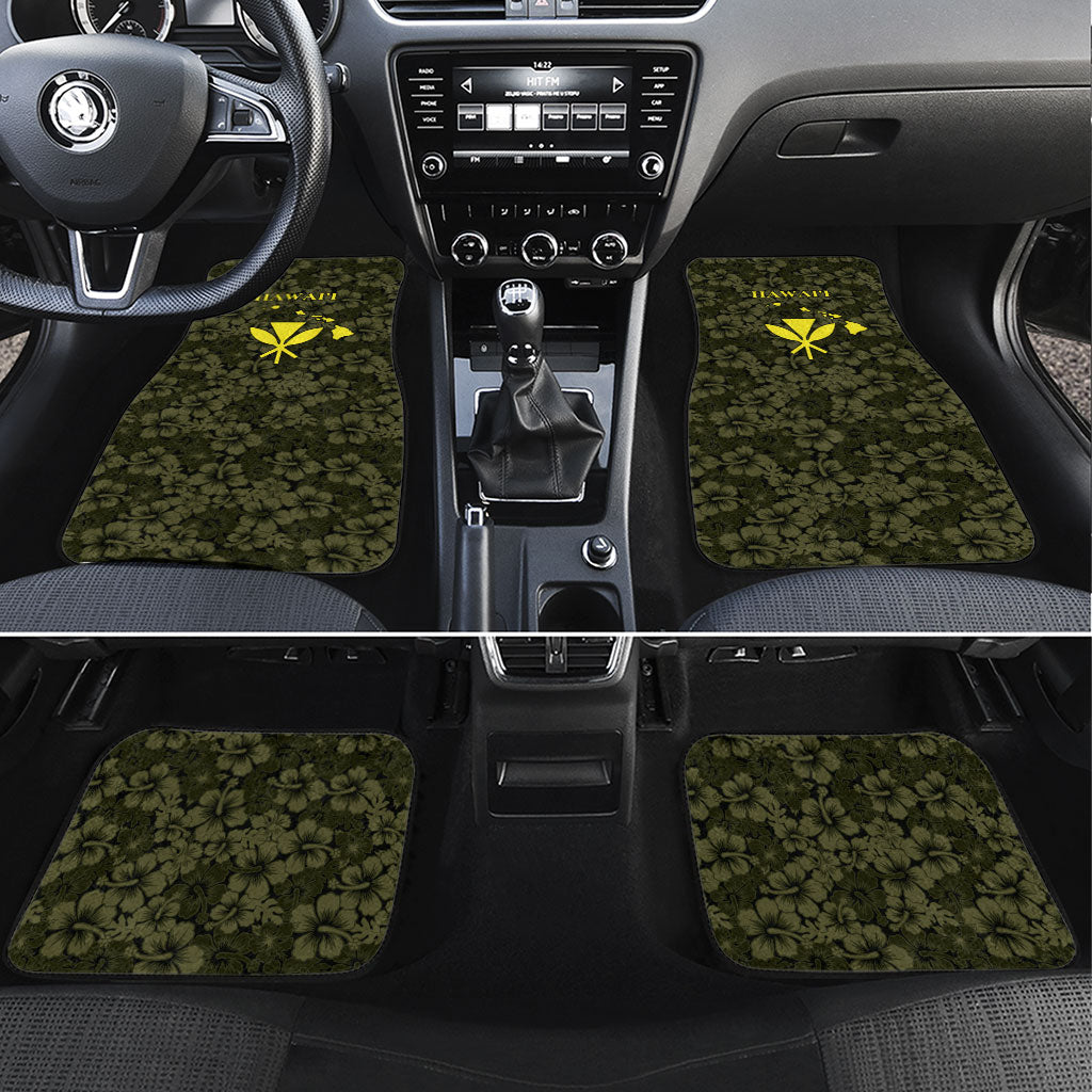 Hawaii Lei Kamehameha Car Mats Melemele Seamless Pattern Hibiscus Flower LT9 Set 4pcs Yellow - Polynesian Pride