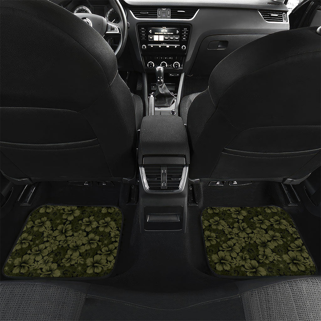 Hawaii Lei Kamehameha Car Mats Melemele Seamless Pattern Hibiscus Flower LT9 Set 2pcs - Back Yellow - Polynesian Pride