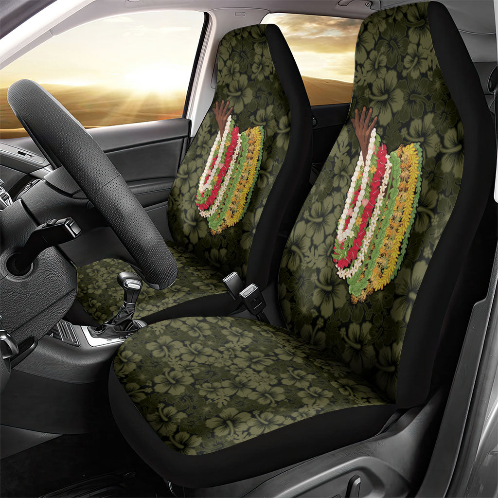 Hawaii Lei Kamehameha Car Seat Cover Melemele Seamless Pattern Hibiscus Flower