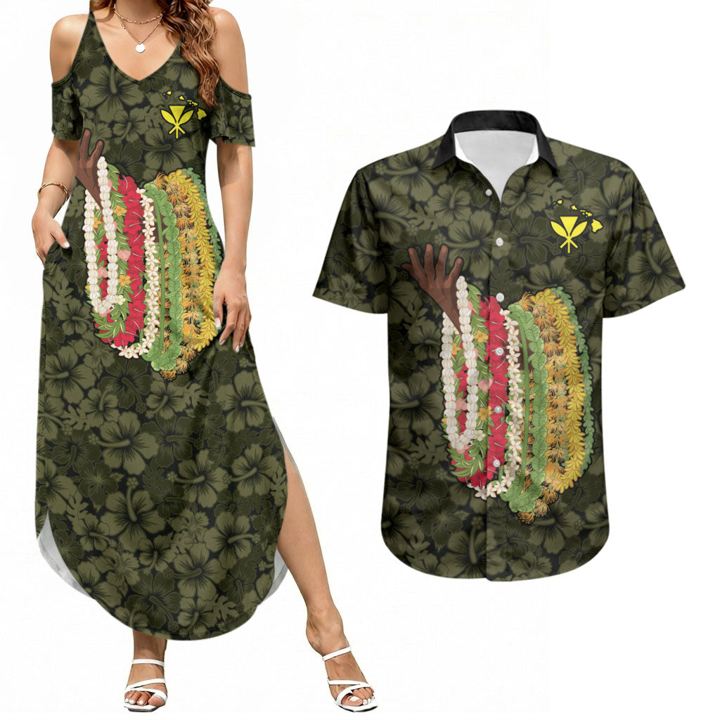 Hawaii Lei Kamehameha Couples Matching Summer Maxi Dress and Hawaiian Shirt Melemele Seamless Pattern Hibiscus Flower LT9 Yellow - Polynesian Pride
