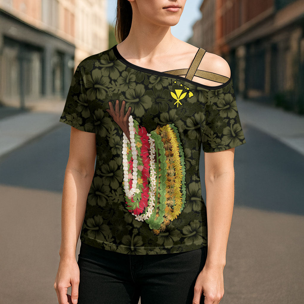Hawaii Lei Kamehameha Cross Shoulder Shirt Melemele Seamless Pattern Hibiscus Flower