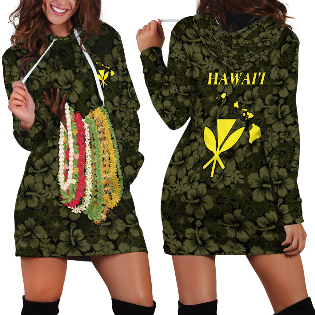 Hawaii Lei Kamehameha Hoodie Dress Melemele Seamless Pattern Hibiscus Flower LT9 - Polynesian Pride