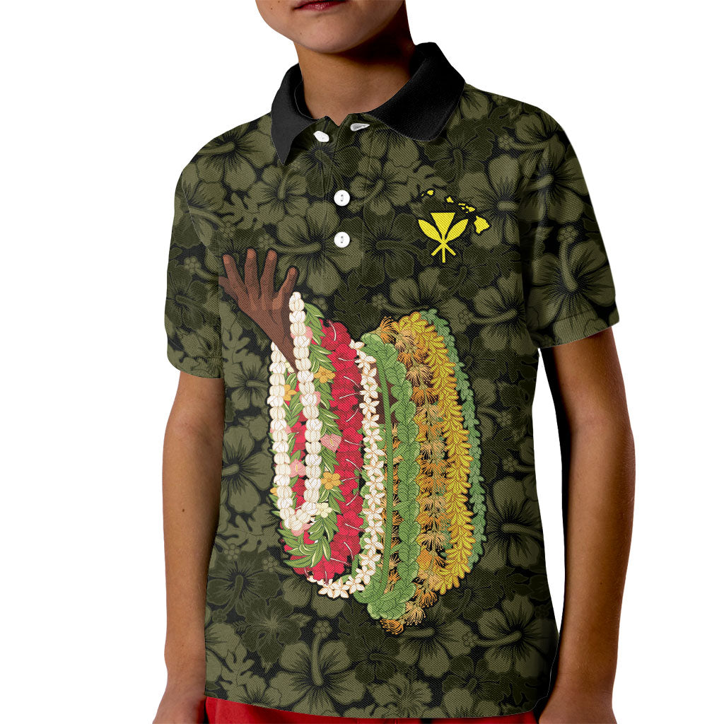 Hawaii Lei Kamehameha Kid Polo Shirt Melemele Seamless Pattern Hibiscus Flower