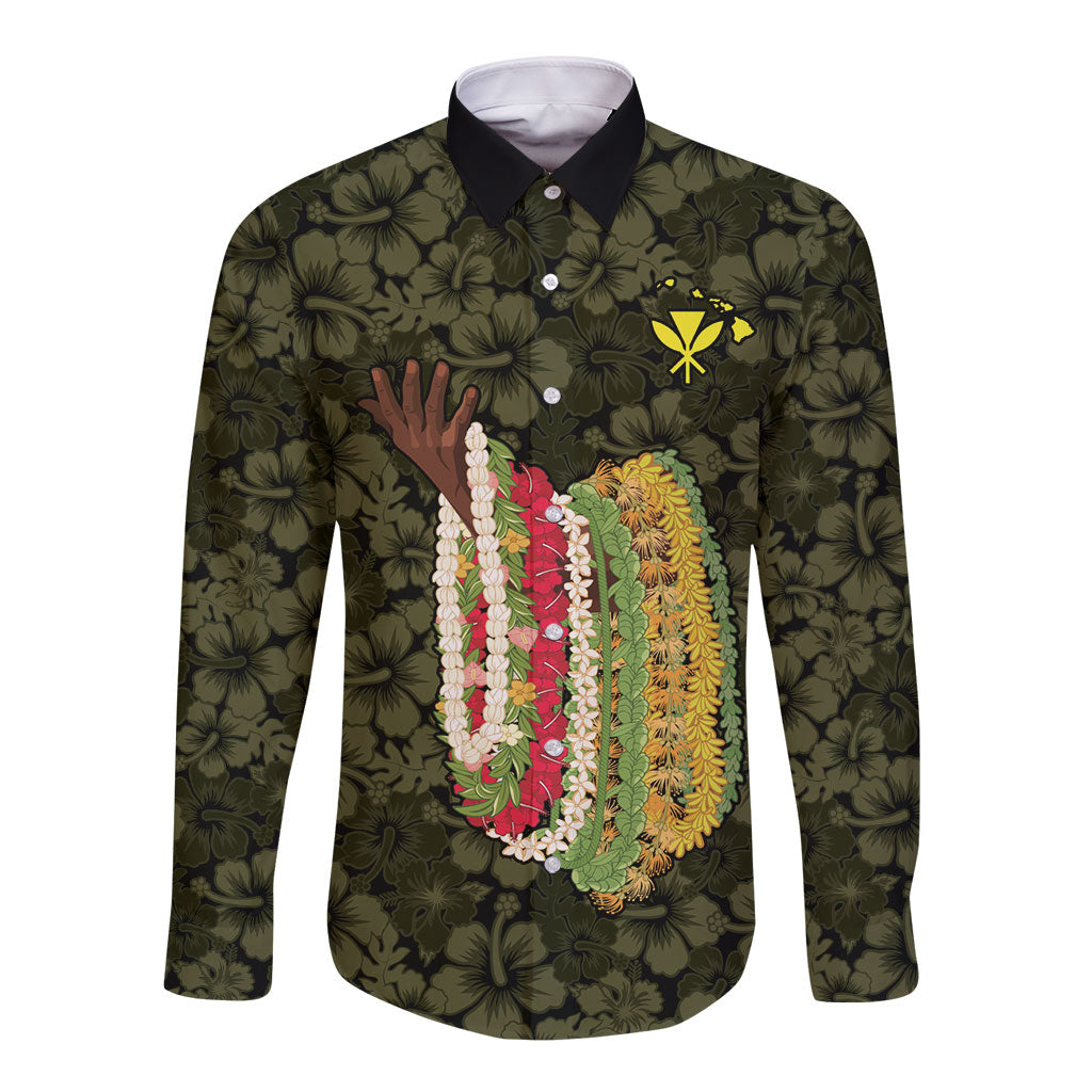 Hawaii Lei Kamehameha Long Sleeve Button Shirt Melemele Seamless Pattern Hibiscus Flower LT9 Unisex Yellow - Polynesian Pride
