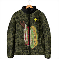 Hawaii Lei Kamehameha Padded Jacket Melemele Seamless Pattern Hibiscus Flower