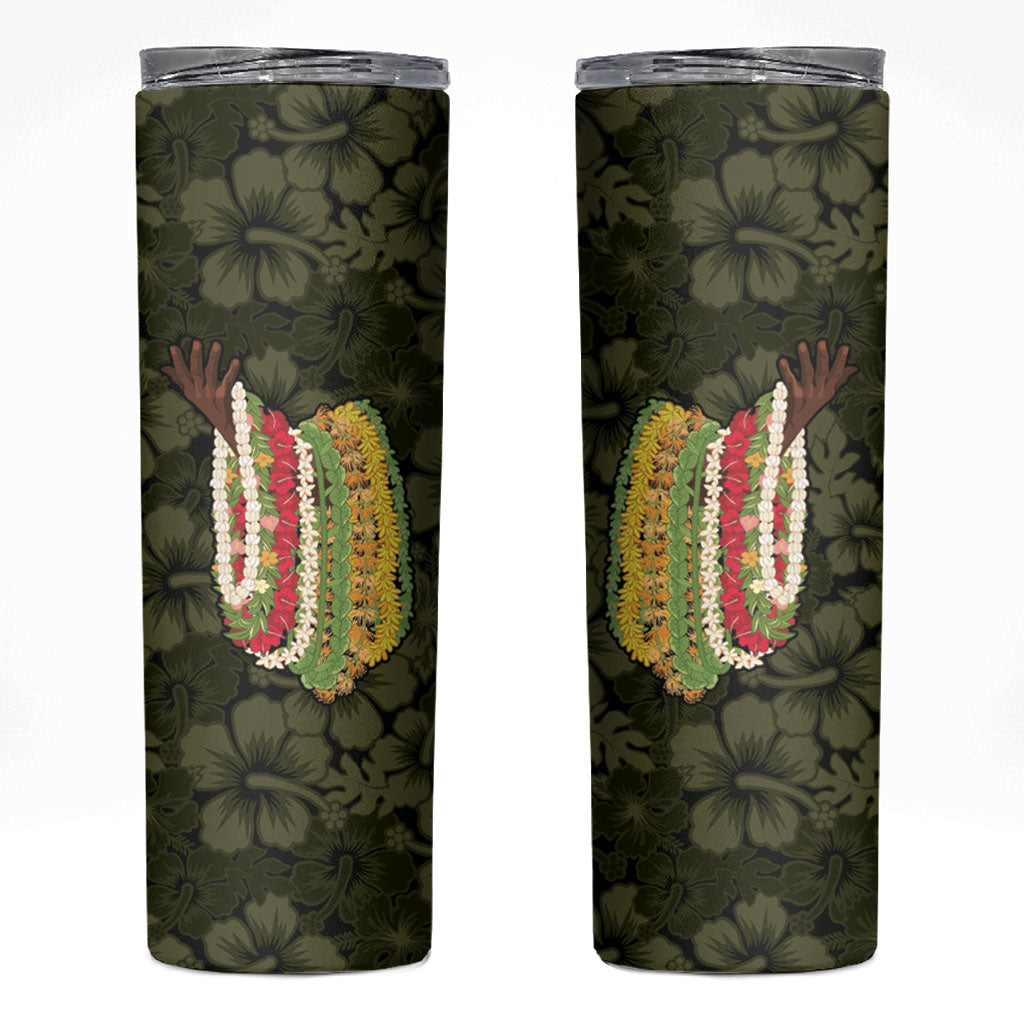 Hawaii Lei Kamehameha Skinny Tumbler Melemele Seamless Pattern Hibiscus Flower LT9 Yellow - Polynesian Pride