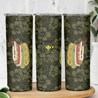 Hawaii Lei Kamehameha Skinny Tumbler Melemele Seamless Pattern Hibiscus Flower LT9 - Polynesian Pride