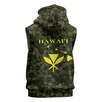Hawaii Lei Kamehameha Sleeveless Zip Hoodie Melemele Seamless Pattern Hibiscus Flower