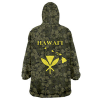 Hawaii Lei Kamehameha Wearable Blanket Hoodie Melemele Seamless Pattern Hibiscus Flower