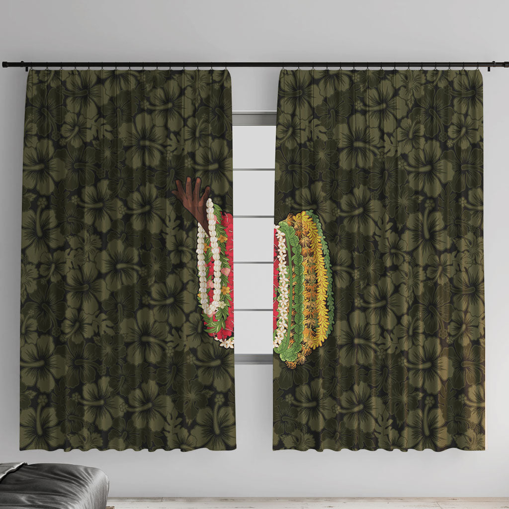Hawaii Lei Kamehameha Window Curtain Melemele Seamless Pattern Hibiscus Flower