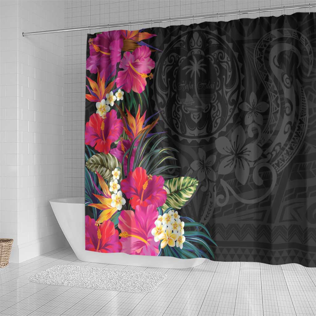 Hafa Adai Guam Shower Curtain Tropical Flowers Colorful Vibes