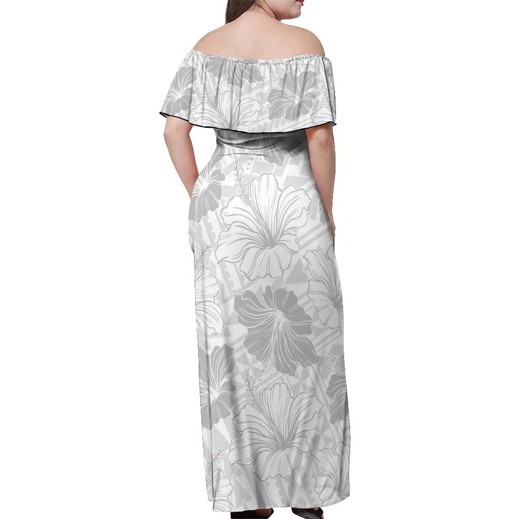 Samoa Lotu Tamaiti Off Shoulder Maxi Dress White Sun Day Beauty Hibiscus Ver01