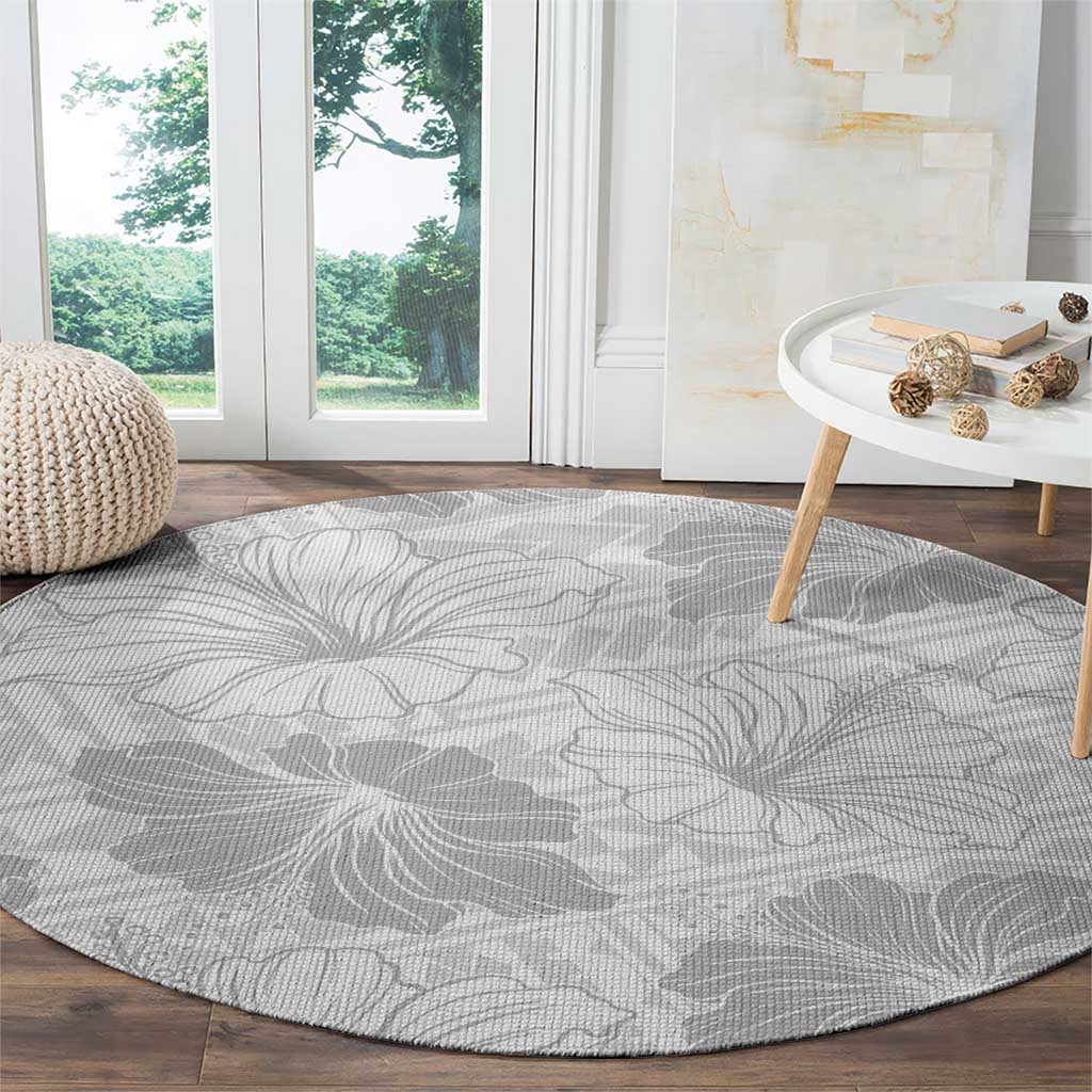 Samoa Lotu Tamaiti Round Carpet White Sun Day Beauty Hibiscus Ver01