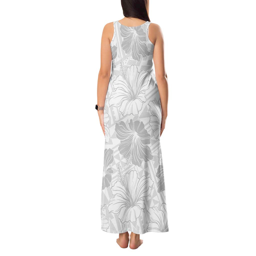 Samoa Lotu Tamaiti Tank Maxi Dress White Sun Day Beauty Hibiscus Ver01