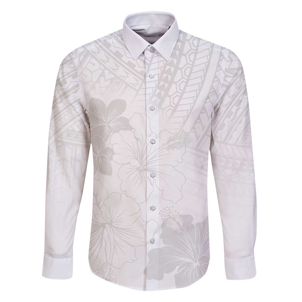 Samoa Lotu Tamaiti Family Matching Long Sleeve Bodycon Dress and Hawaiian Shirt White Sun Day Beauty Hibiscus Ver02