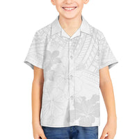 Samoa Lotu Tamaiti Family Matching Off Shoulder Maxi Dress and Hawaiian Shirt White Sun Day Beauty Hibiscus Ver02