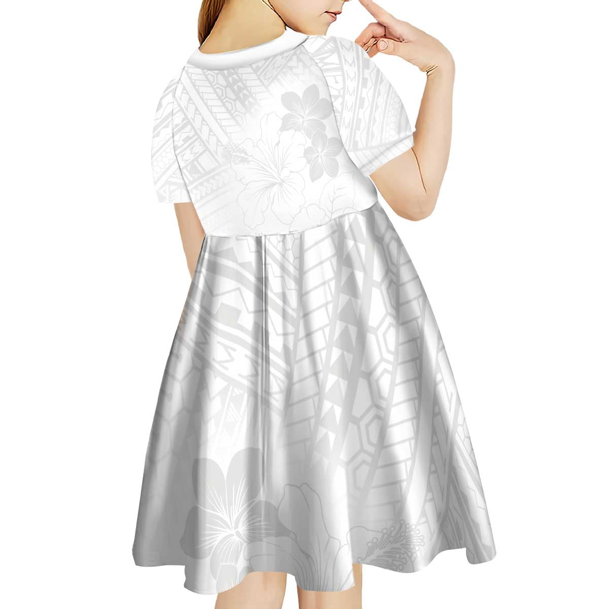 Samoa Lotu Tamaiti Kid Short Sleeve Dress White Sun Day Beauty Hibiscus Ver02 LT9 - Polynesian Pride
