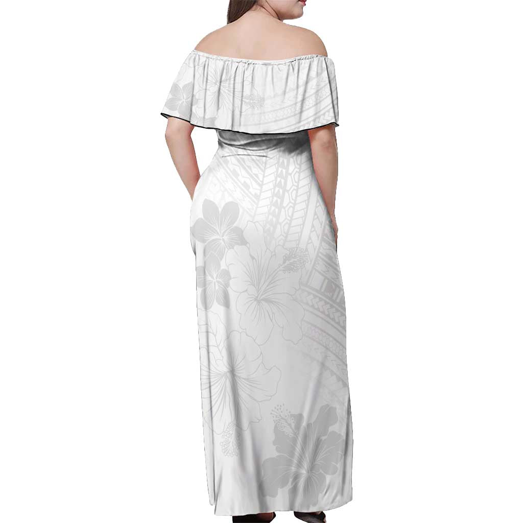 Samoa Lotu Tamaiti Off Shoulder Maxi Dress White Sun Day Beauty Hibiscus Ver02