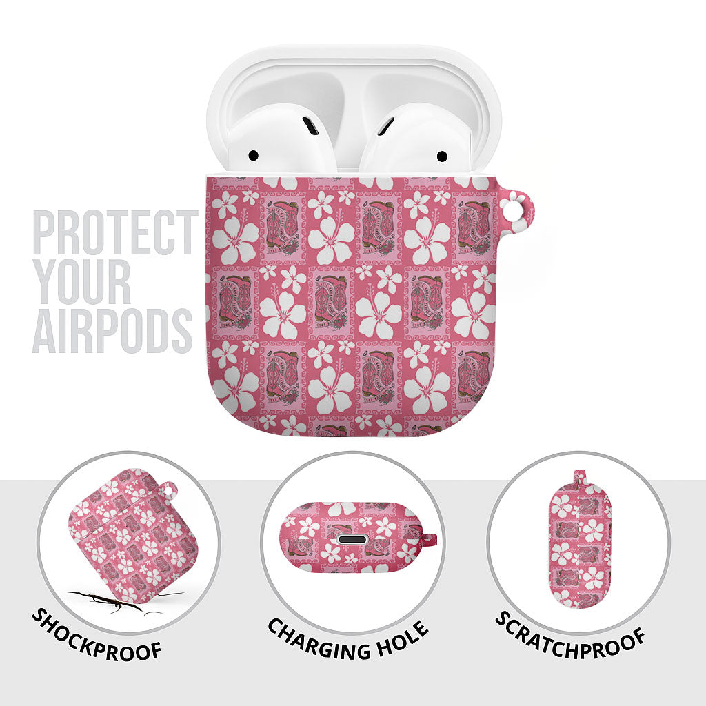 Give Cancer The Boot Pink Cowgirl AirPods Case Western Aloha Hibiscus Paniolo Heritage Floral LT9 - Polynesian Pride