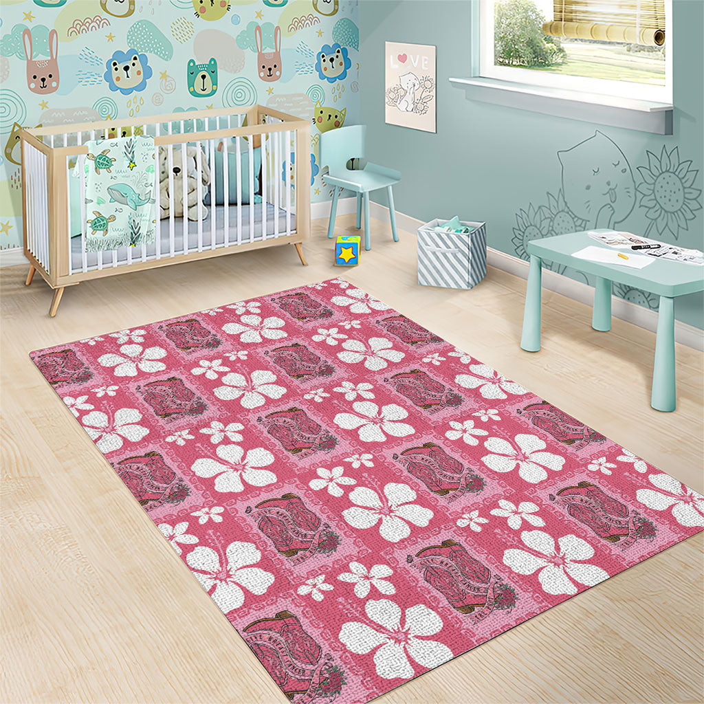 Give Cancer The Boot Pink Cowgirl Area Rug Western Aloha Hibiscus Paniolo Heritage Floral LT9 - Polynesian Pride