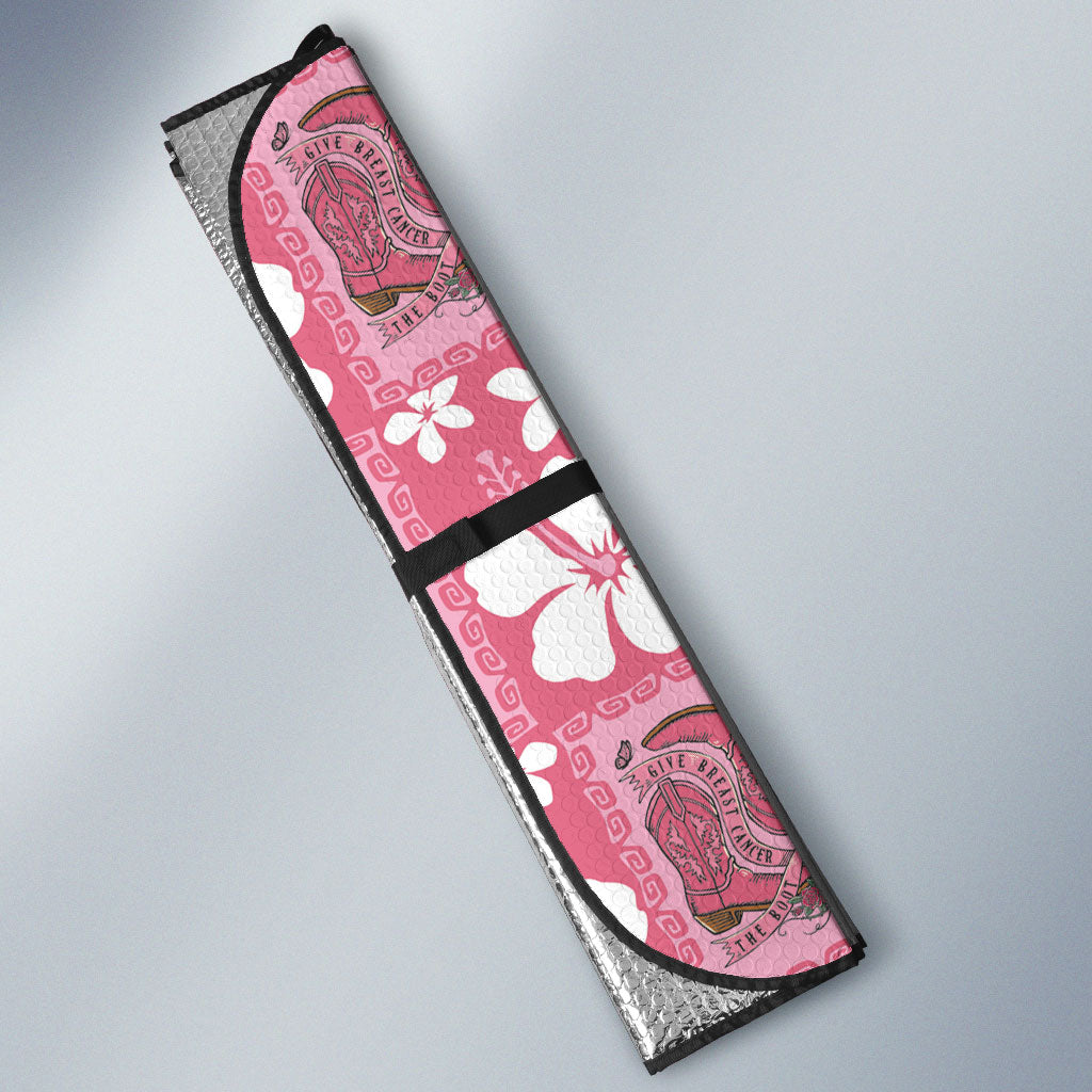 Give Cancer The Boot Pink Cowgirl Auto Sun Shade Western Aloha Hibiscus Paniolo Heritage Floral LT9 - Polynesian Pride
