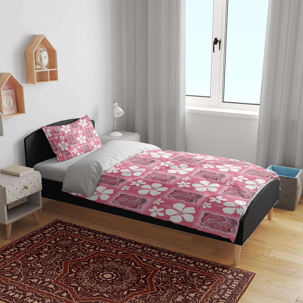 Give Cancer The Boot Pink Cowgirl Bedding Set Western Aloha Hibiscus Paniolo Heritage Floral LT9 - Polynesian Pride
