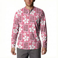 Give Cancer The Boot Pink Cowgirl Button Sweatshirt Western Aloha Hibiscus Paniolo Heritage Floral LT9 - Polynesian Pride