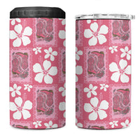 Give Cancer The Boot Pink Cowgirl 4 in 1 Can Cooler Tumbler Western Aloha Hibiscus Paniolo Heritage Floral LT9 One Size: 16 oz Pink - Polynesian Pride