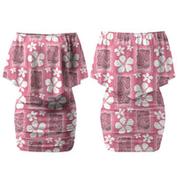 Give Cancer The Boot Pink Cowgirl Couples Matching Off Shoulder Short Dress and Long Sleeve Button Shirt Western Aloha Hibiscus Paniolo Heritage Floral LT9 - Polynesian Pride