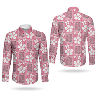 Give Cancer The Boot Pink Cowgirl Couples Matching Puletasi and Long Sleeve Button Shirt Western Aloha Hibiscus Paniolo Heritage Floral LT9 - Polynesian Pride