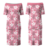 Give Cancer The Boot Pink Cowgirl Couples Matching Puletasi and Long Sleeve Button Shirt Western Aloha Hibiscus Paniolo Heritage Floral LT9 - Polynesian Pride