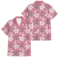 Give Cancer The Boot Pink Cowgirl Family Matching Off Shoulder Short Dress and Hawaiian Shirt Western Aloha Hibiscus Paniolo Heritage Floral LT9 Dad's Shirt - Short Sleeve Pink - Polynesian Pride