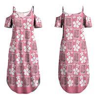 Give Cancer The Boot Pink Cowgirl Family Matching Summer Maxi Dress and Hawaiian Shirt Western Aloha Hibiscus Paniolo Heritage Floral LT9 Mom's Dress Pink - Polynesian Pride