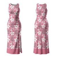 Give Cancer The Boot Pink Cowgirl Family Matching Tank Maxi Dress and Hawaiian Shirt Western Aloha Hibiscus Paniolo Heritage Floral LT9 Mom's Dress Pink - Polynesian Pride