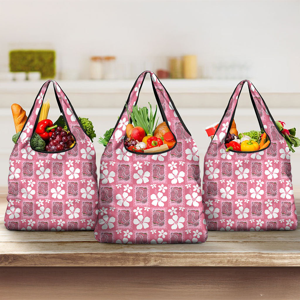 Give Cancer The Boot Pink Cowgirl Grocery Bag Western Aloha Hibiscus Paniolo Heritage Floral LT9 3-pack One Size Pink - Polynesian Pride