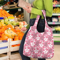 Give Cancer The Boot Pink Cowgirl Grocery Bag Western Aloha Hibiscus Paniolo Heritage Floral LT9 - Polynesian Pride