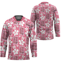 Give Cancer The Boot Pink Cowgirl Hockey Jersey Western Aloha Hibiscus Paniolo Heritage Floral LT9 - Polynesian Pride