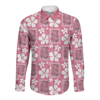 Give Cancer The Boot Pink Cowgirl Long Sleeve Button Shirt Western Aloha Hibiscus Paniolo Heritage Floral LT9 Unisex Pink - Polynesian Pride