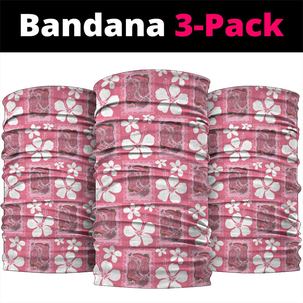 Give Cancer The Boot Pink Cowgirl Neck Gaiter Western Aloha Hibiscus Paniolo Heritage Floral LT9 package One Size: 25*50cm Pink - Polynesian Pride