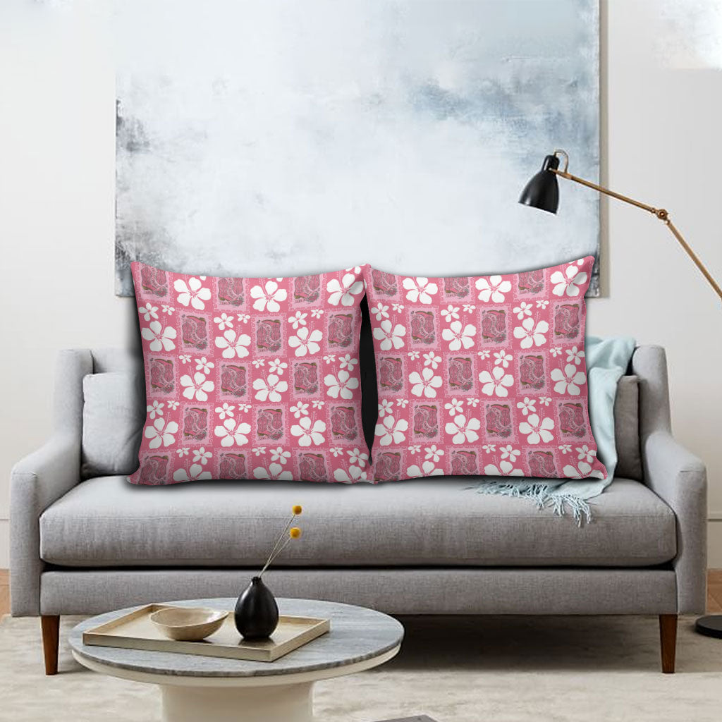 Give Cancer The Boot Pink Cowgirl Pillow Cover Western Aloha Hibiscus Paniolo Heritage Floral LT9 - Polynesian Pride