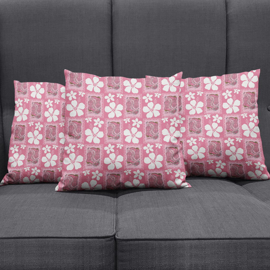 Give Cancer The Boot Pink Cowgirl Pillow Cover Western Aloha Hibiscus Paniolo Heritage Floral LT9 - Polynesian Pride