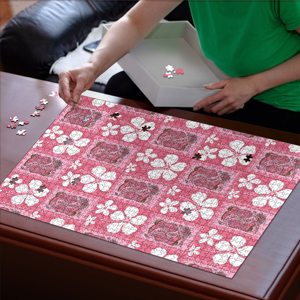 Give Cancer The Boot Pink Cowgirl Puzzle Western Aloha Hibiscus Paniolo Heritage Floral LT9 - Polynesian Pride