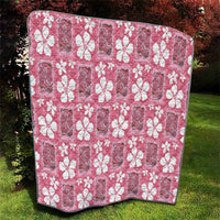 Give Cancer The Boot Pink Cowgirl Quilt Western Aloha Hibiscus Paniolo Heritage Floral LT9 - Polynesian Pride