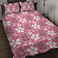 Give Cancer The Boot Pink Cowgirl Quilt Bed Set Western Aloha Hibiscus Paniolo Heritage Floral LT9 Pink - Polynesian Pride