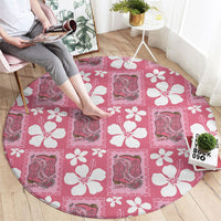 Give Cancer The Boot Pink Cowgirl Round Carpet Western Aloha Hibiscus Paniolo Heritage Floral LT9 - Polynesian Pride