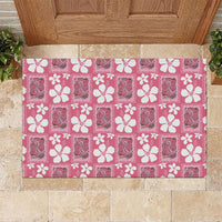 Give Cancer The Boot Pink Cowgirl Rubber Doormat Western Aloha Hibiscus Paniolo Heritage Floral LT9 Pink - Polynesian Pride
