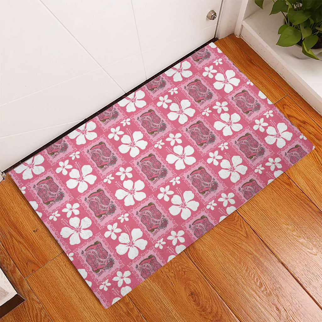 Give Cancer The Boot Pink Cowgirl Rubber Doormat Western Aloha Hibiscus Paniolo Heritage Floral LT9 - Polynesian Pride