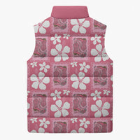 Give Cancer The Boot Pink Cowgirl Sleeveless Puffer Jacket Western Aloha Hibiscus Paniolo Heritage Floral LT9 - Polynesian Pride