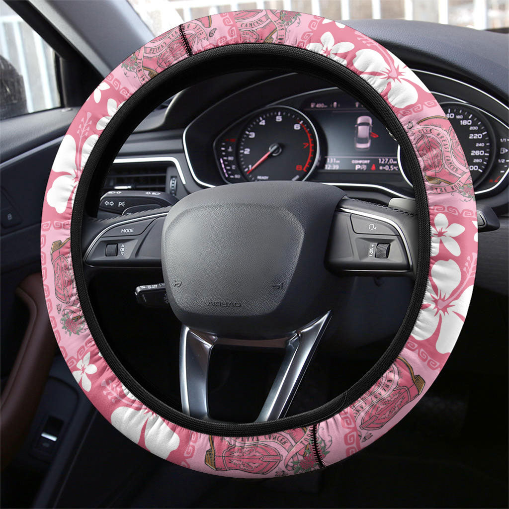 Give Cancer The Boot Pink Cowgirl Steering Wheel Cover Western Aloha Hibiscus Paniolo Heritage Floral LT9 - Polynesian Pride